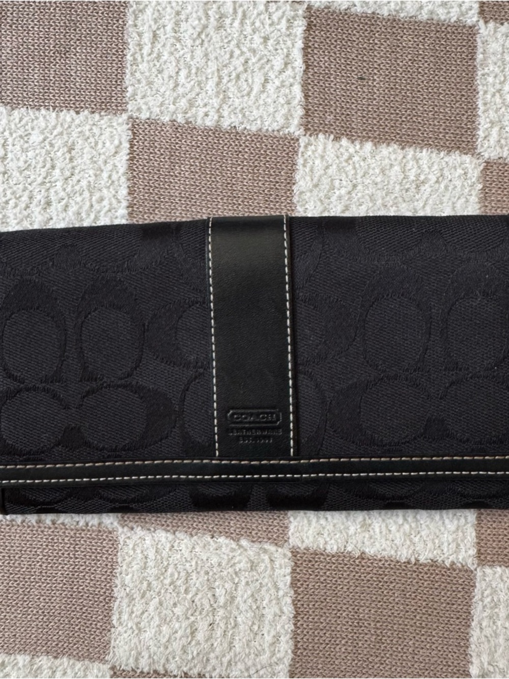 Coach Black Signature Jacquard Continental Wallet